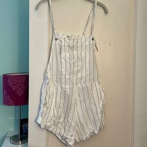 NWT white pinstripe shorts jumpsuit